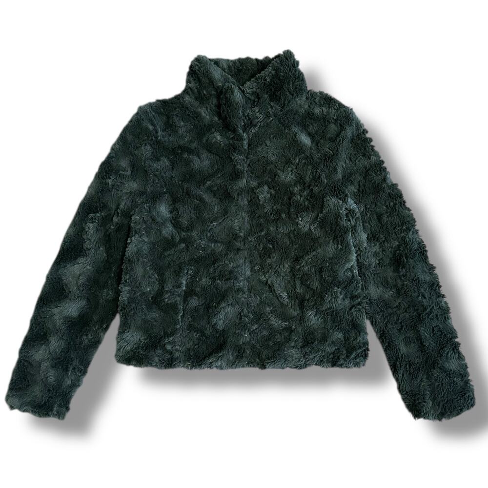 Vero Moda VMcurl Faux Fur Jacket Women’s Small Olive Green Plush Short Coat‎